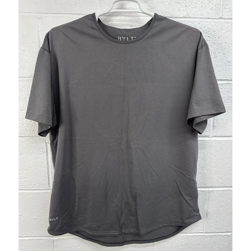 BYLT Shirt Mens 2XL Gray Drop Cut SS Bylt Blend Curved Hem Gym Casual Luxury